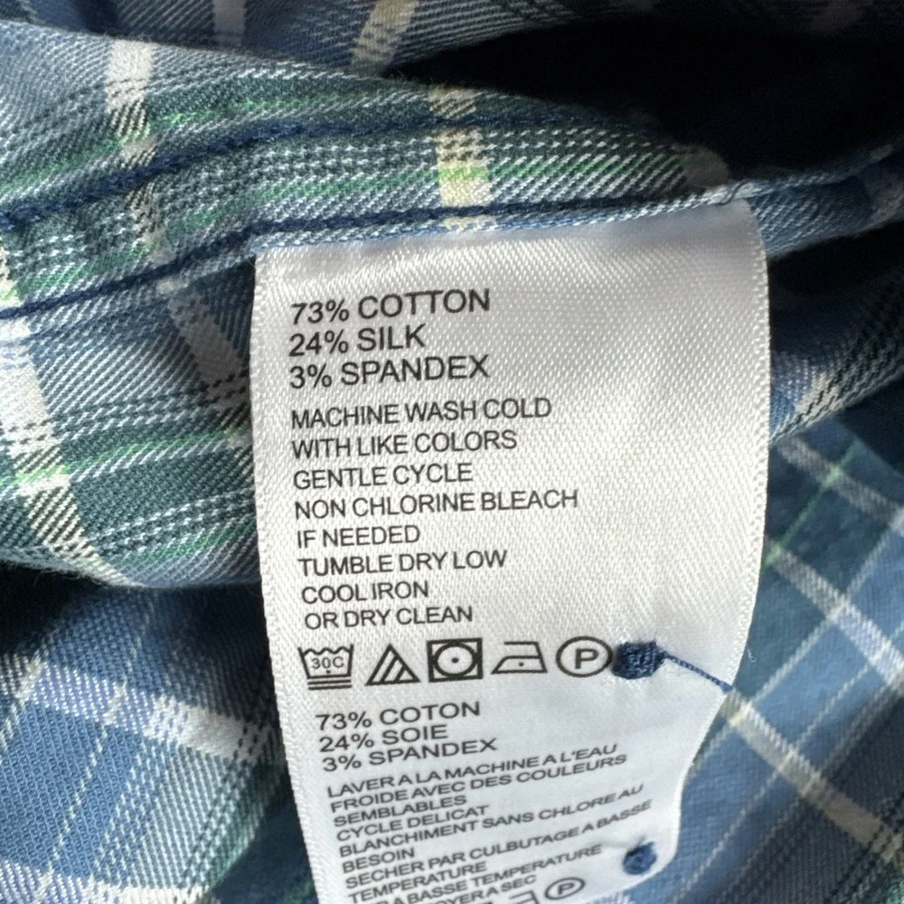Tommy Bahama Silk Blend Shirt Mens 2XLB Blue Plaid Long Sleeve Button Up Preppy